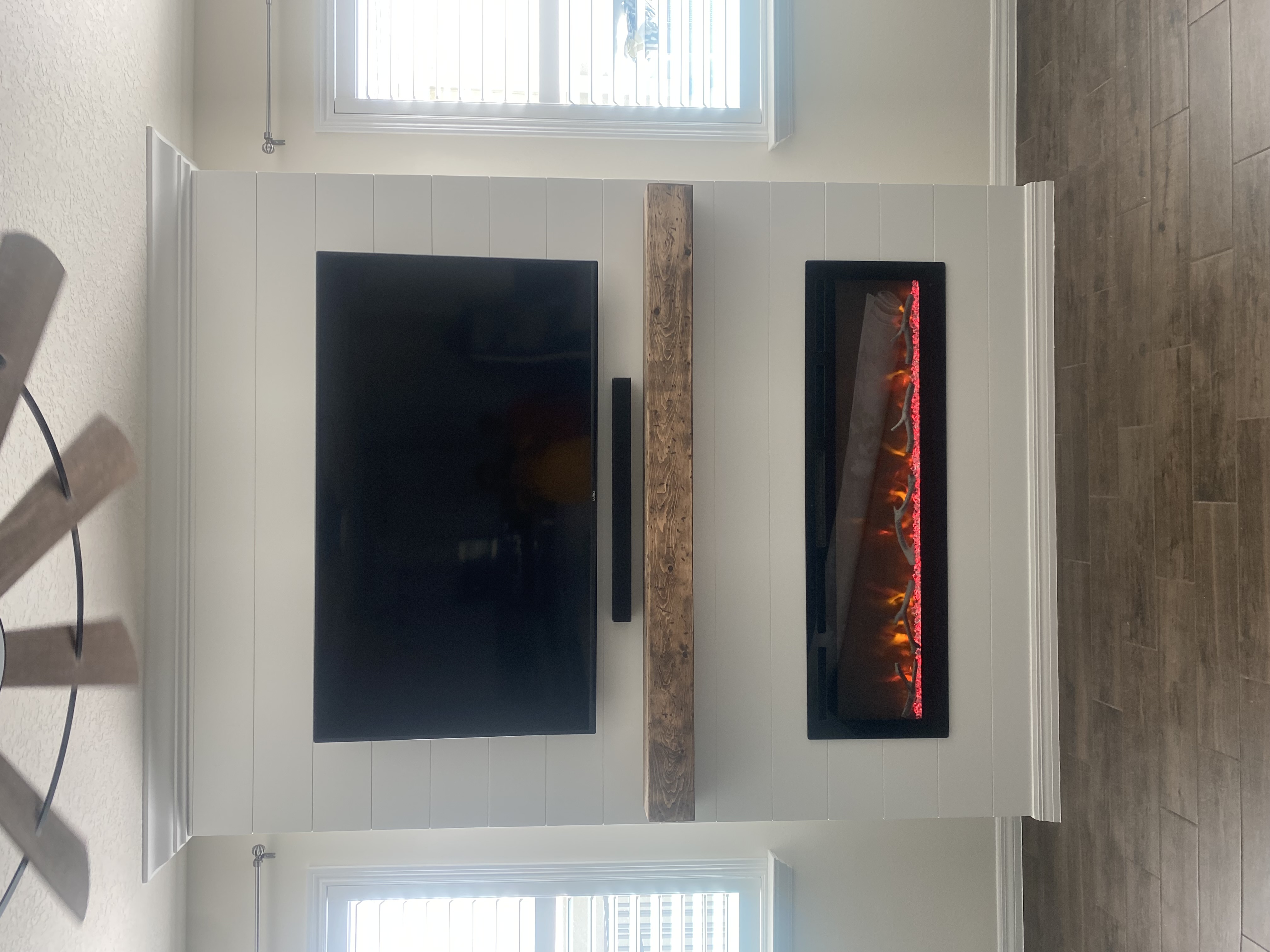 TV and shiplap fireplace wall installation in Clermont FL